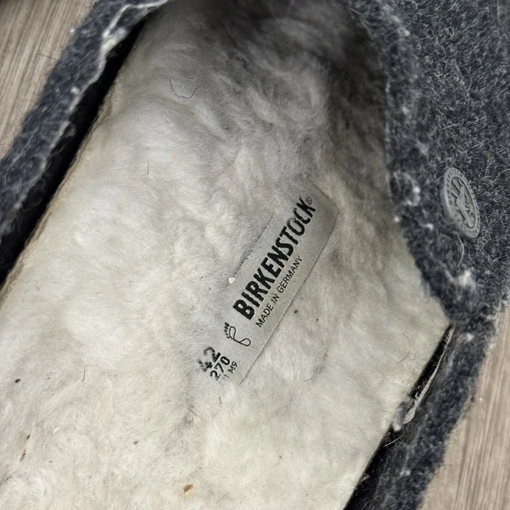 Birkenstock Zermatt Shearling Lined Clogs Felt Slippers Unisex 42 Dark Grey